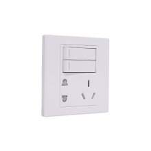 公牛(BULL)10A/250V 二三極+二位雙控開(kāi)關(guān)插座 白 G06E424