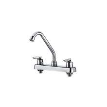 歐寶斯(OBUSE) 金字塔銅鍍鉻20公分寬雙孔雙撥手冷熱菜盆龍頭JZT-8802A