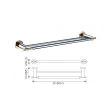 歐寶斯(OBUSE) 銅鍍鉻雙桿毛巾架OBS-88404