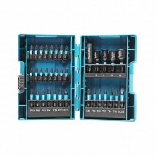 牧田(MAKITA)手電鉆批頭電動(dòng)螺絲刀沖擊起子機(jī)內(nèi)六角批頭全黑35件批頭套裝E-06638