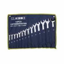 長(zhǎng)城精工14pcs公制平板鏡拋兩用扳手組套 開口梅花扳手組套8-32mm14件320214