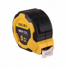 得力(deli)鋼卷尺5mx25mm自鎖包膠(黃)DL3797