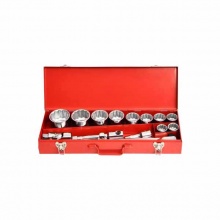 得力(deli) 15件19mm系列十二角套筒組套(紅) DQ01015