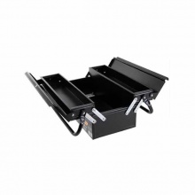 得力(deli) 鐵皮工具箱二層(黑)手提式多功能五金工具箱 DL6231